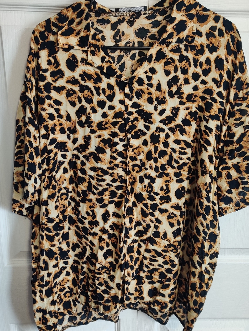 Incerun Mens Leopard Print Shirt 2XL Button Down Animal Hawaiian Short Sleeve